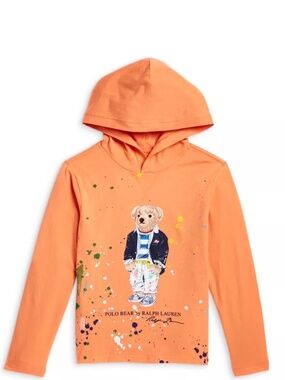 Polo by Ralph Lauren Paint Splatter Polo Bear Orange Top Size 7 Boys